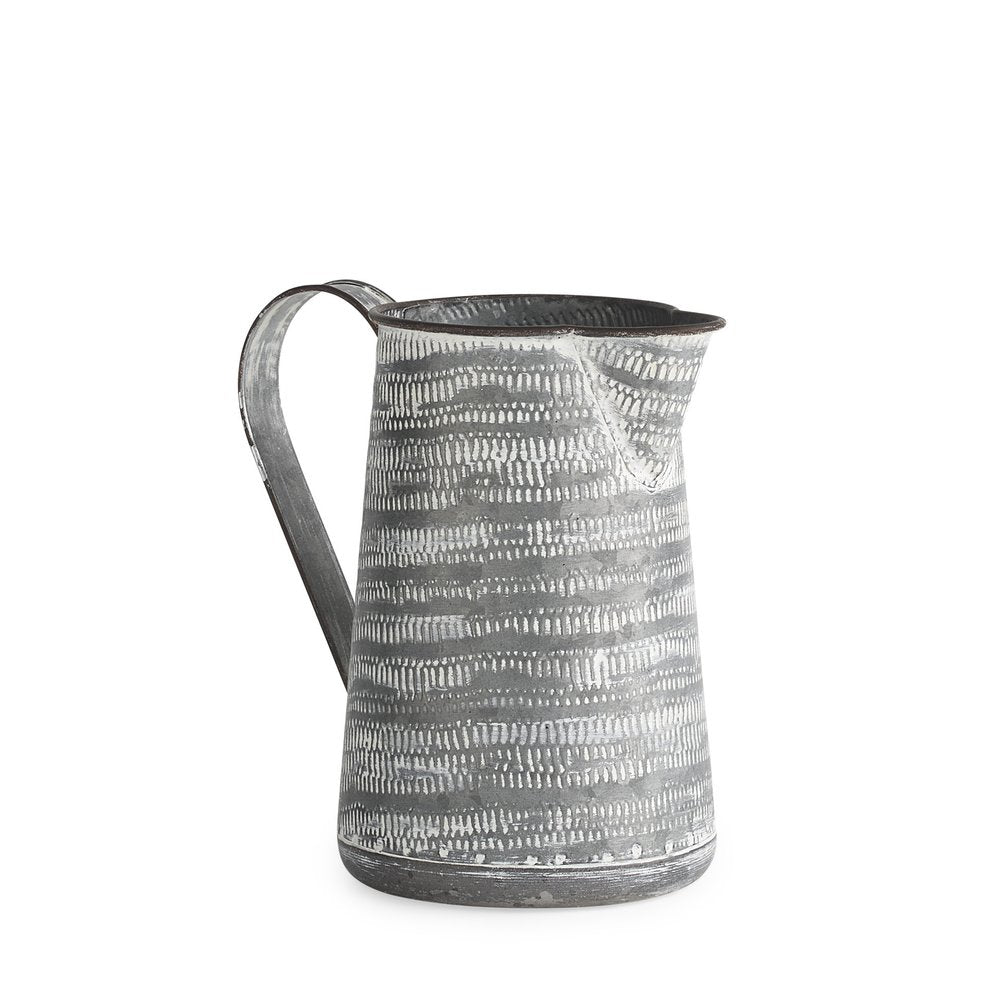8" Gray And White Striped Metal Tapered Jug Vase HomeRoots