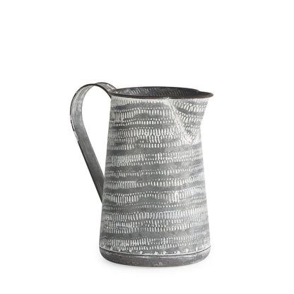 8" Gray And White Striped Metal Tapered Jug Vase HomeRoots