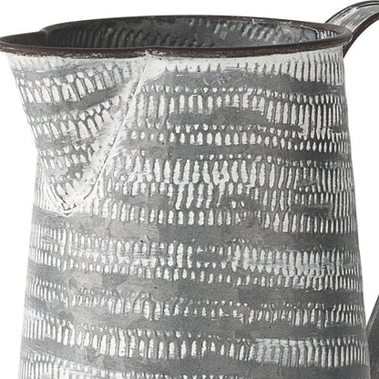 8" Gray And White Striped Metal Tapered Jug Vase HomeRoots