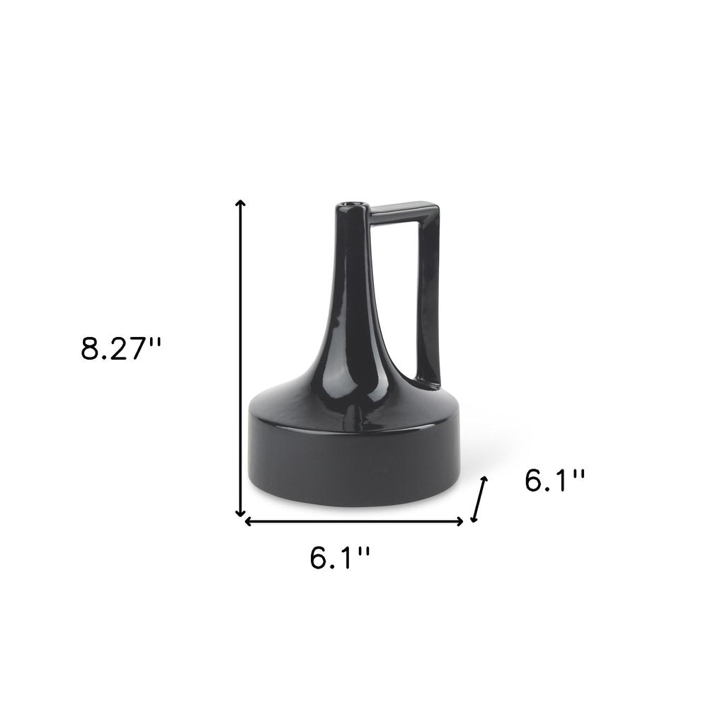 8" Black Ceramic Jug Vase — view 4