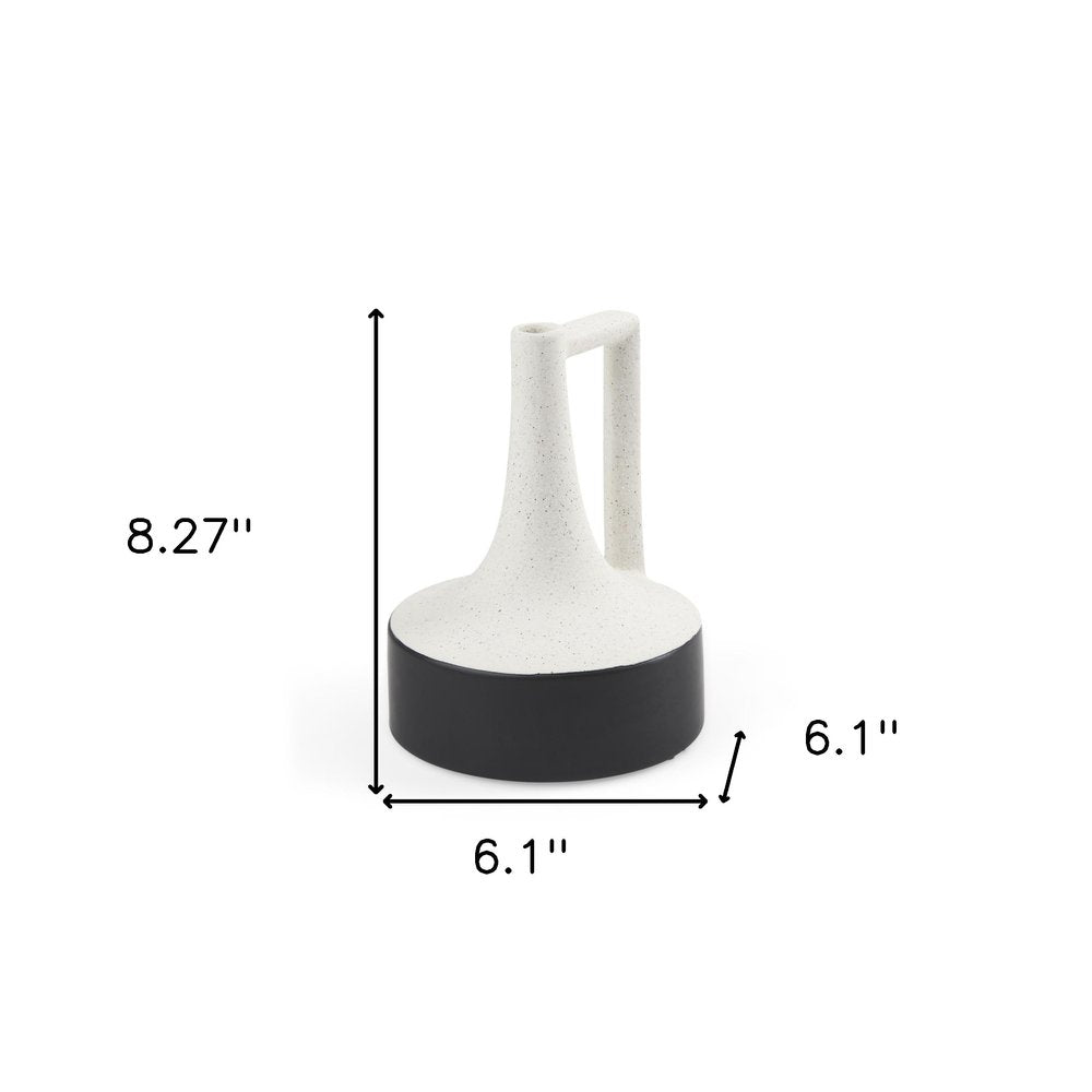 8" Black And White Ombre Ceramic Jug Vase HomeRoots
