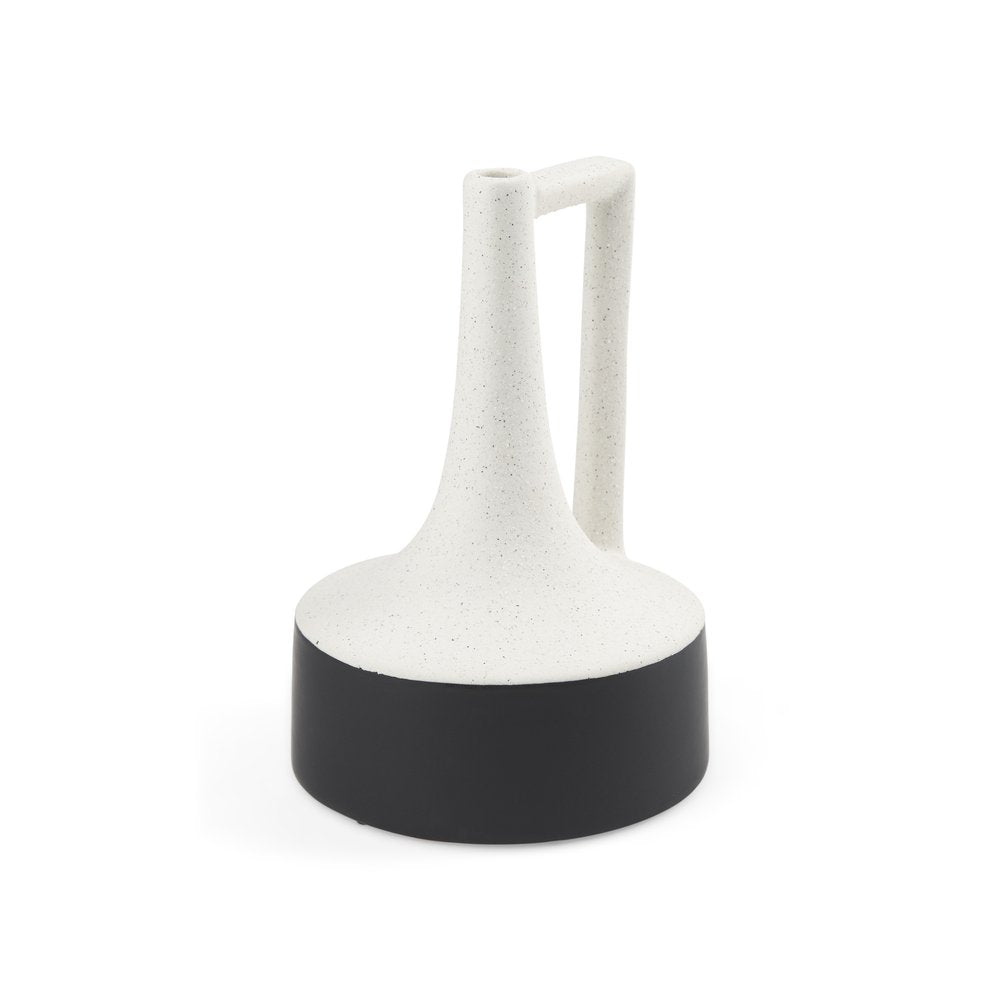 10" Black And White Ceramic Jug Vase HomeRoots