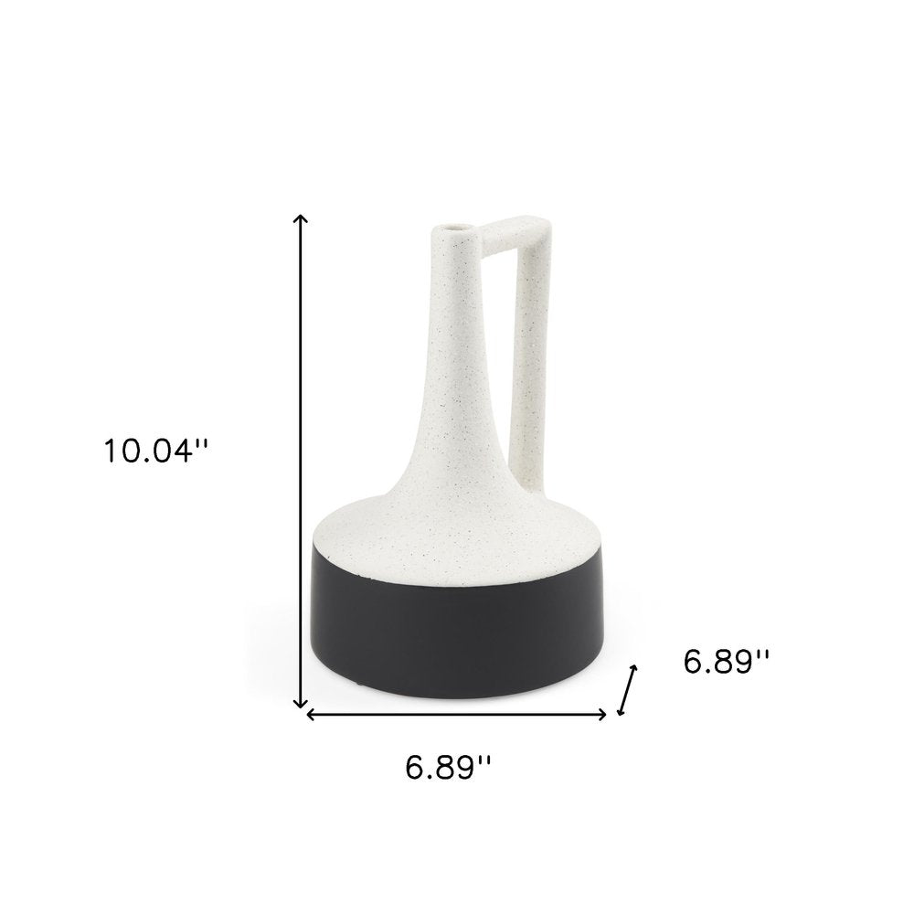 10" Black And White Ceramic Jug Vase HomeRoots
