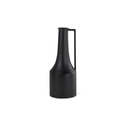 14" Black Metal Jug Vase HomeRoots