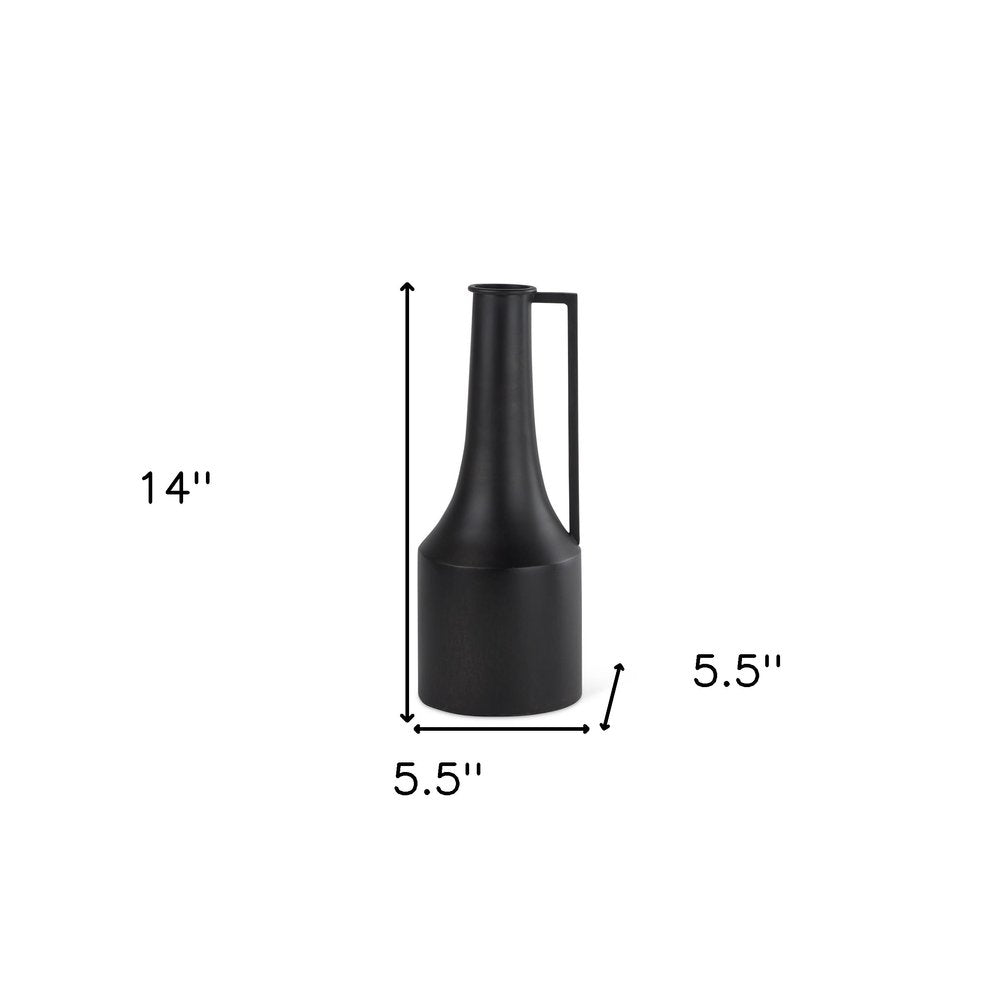 14" Black Metal Jug Vase HomeRoots