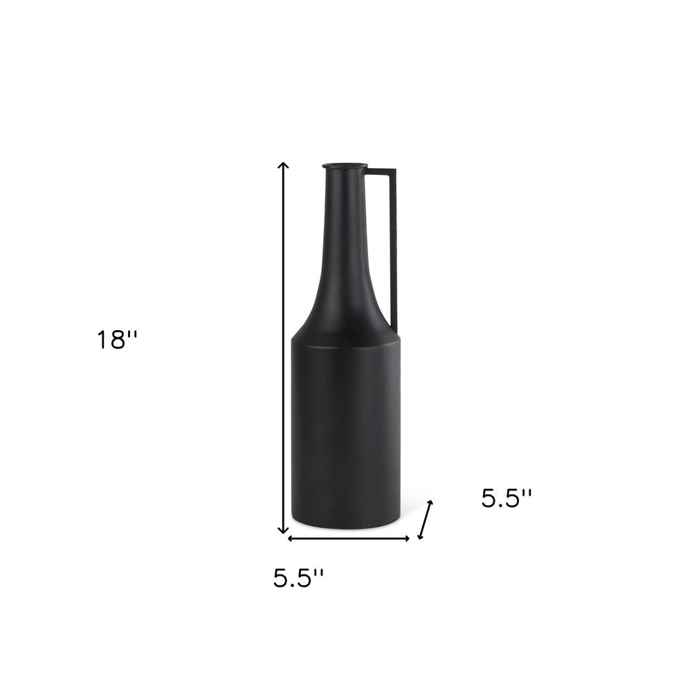 18" Black Metal Jug Vase HomeRoots