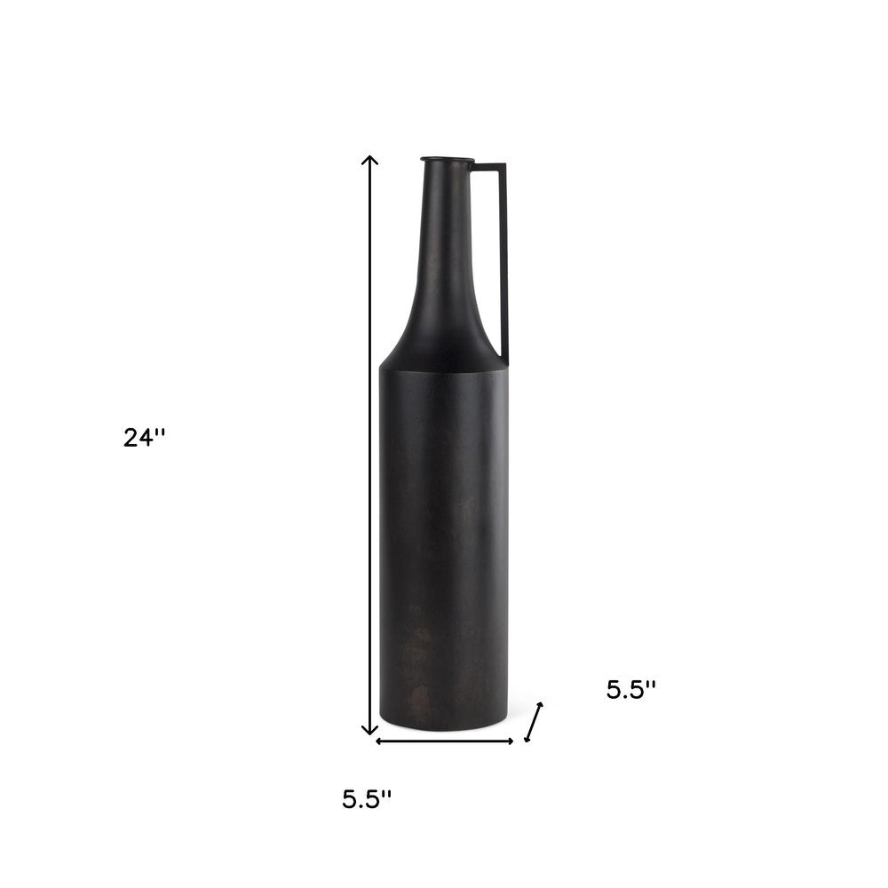 24" Black Metal Jug Vase HomeRoots