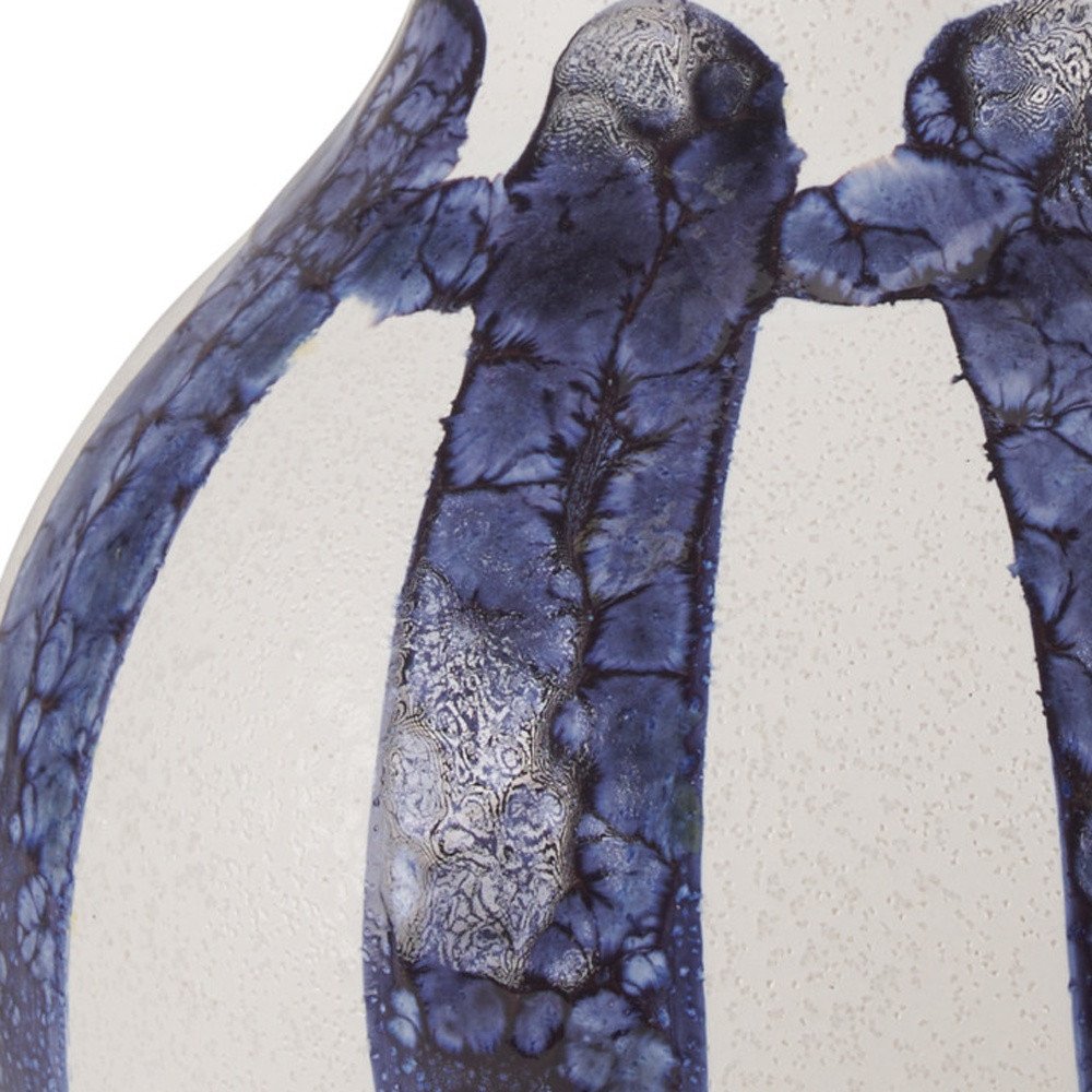 10" White And Blue Abstract Ceramic Amphora Jug Vase HomeRoots