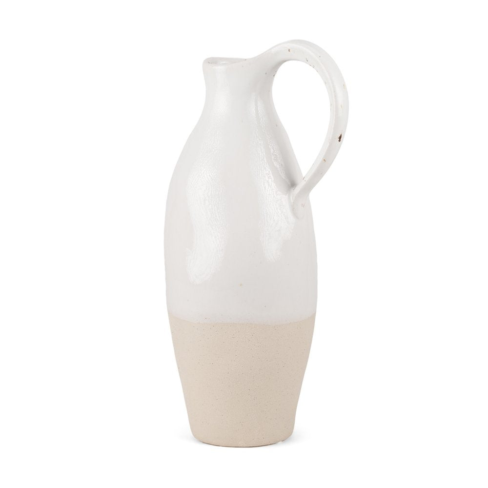 14" White And Beige Ombre Ceramic Bud Jug Vase HomeRoots