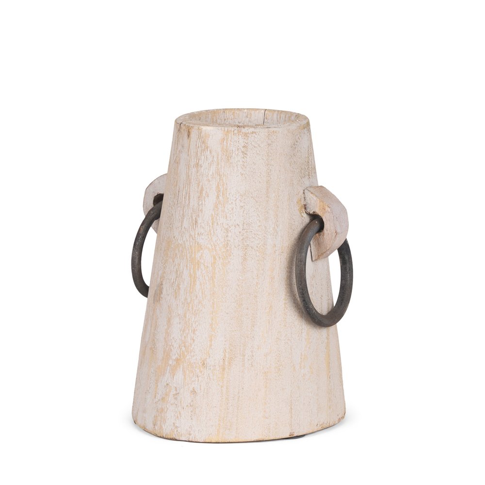 7" Light Brown Solid Wood Cylinder Jug Vase HomeRoots
