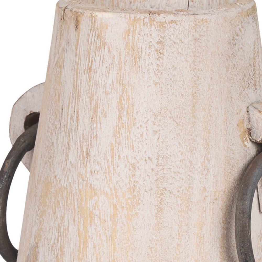 7" Light Brown Solid Wood Cylinder Jug Vase HomeRoots
