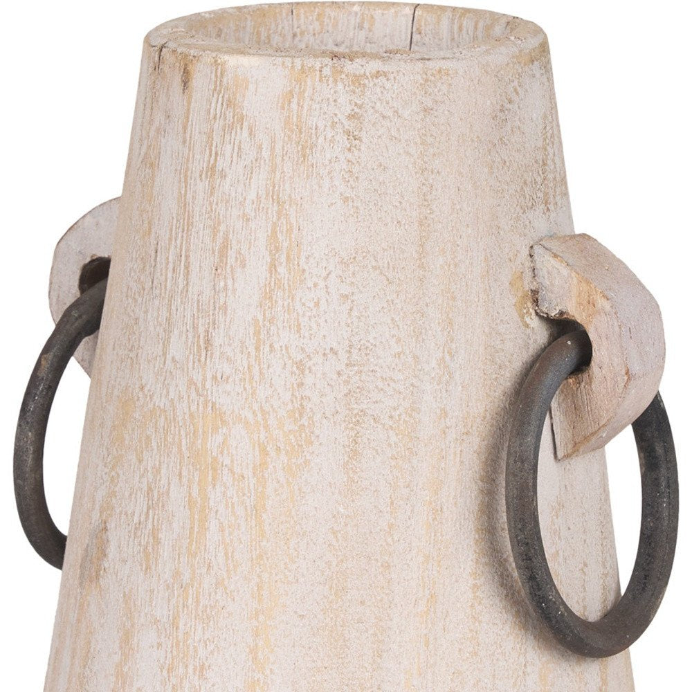 7" Light Brown Solid Wood Cylinder Jug Vase HomeRoots