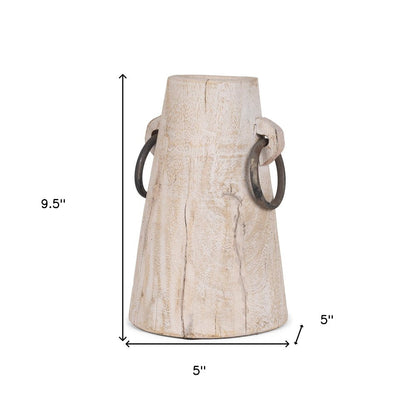 10" Light Brown Solid Wood Cylinder Jug Vase HomeRoots