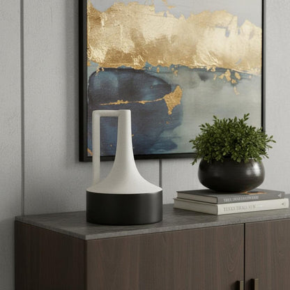 12" Black And White Ombre Ceramic Jug Vase HomeRoots