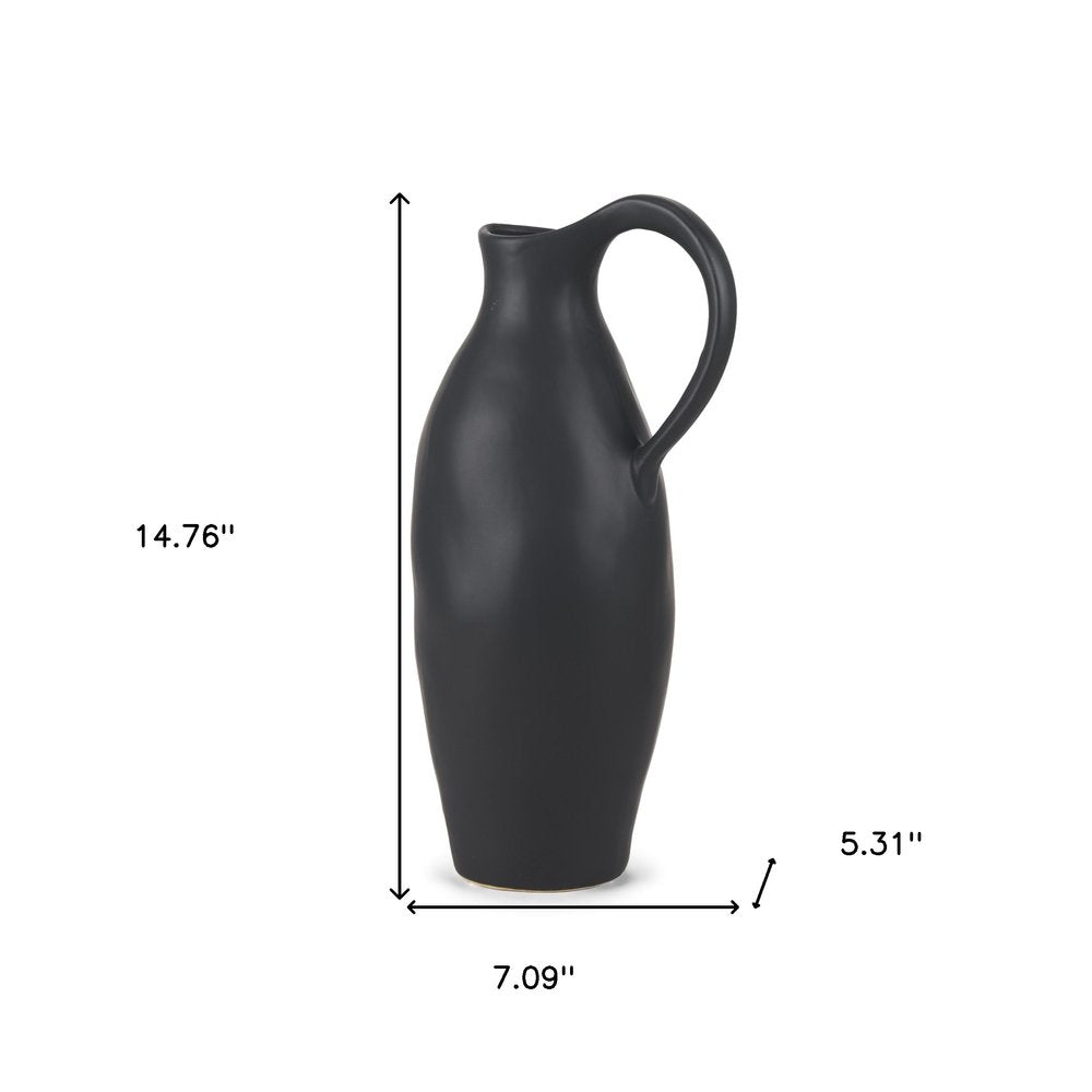 15" Black Ceramic Bud Jug Vase HomeRoots