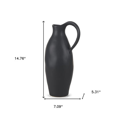 15" Black Ceramic Bud Jug Vase HomeRoots
