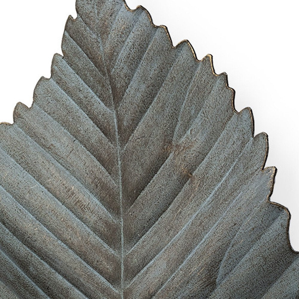 Brattea 16" X 9" Green Leaf Metal Hanging Dimensional Sculpture — view 2