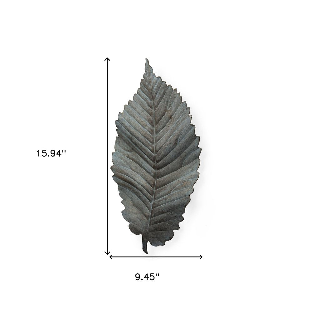 Brattea 16" X 9" Green Leaf Metal Hanging Dimensional Sculpture — view 4