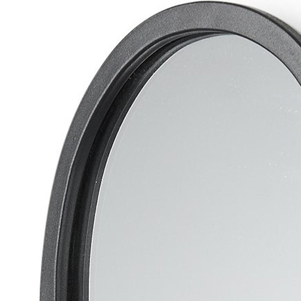19" Black And Clear Glass Bottle Metal And Mirrored Glass Oval Wall Vase HomeRoots