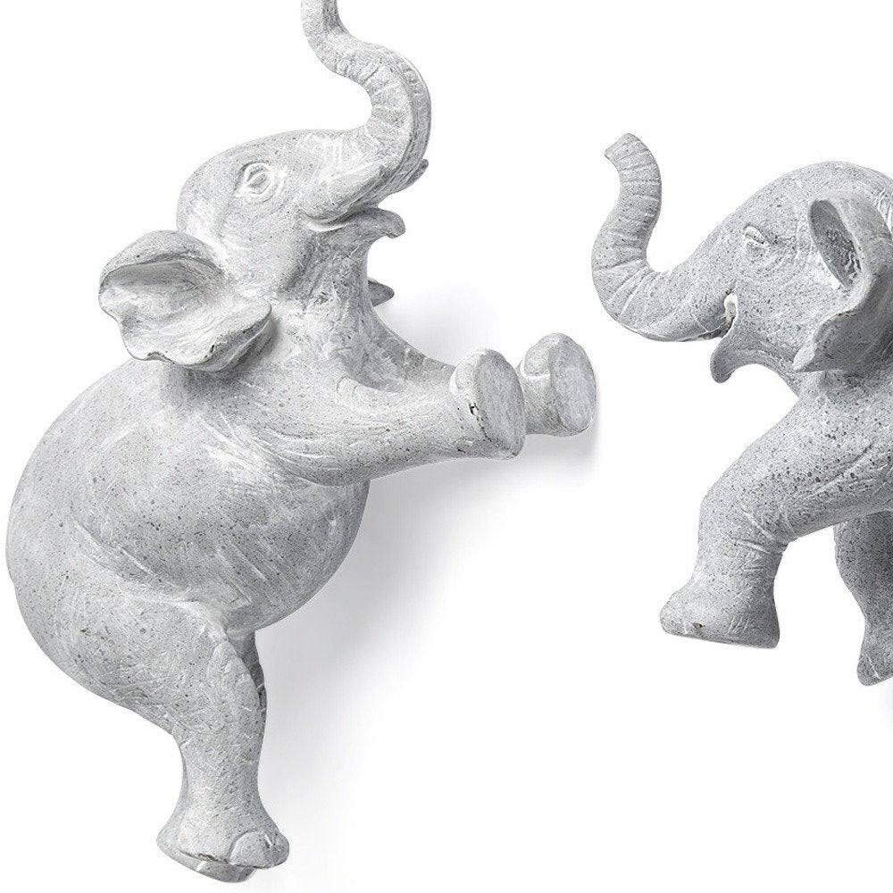 Set of Two Maynard I Gray Elephant Resin Hanging Dimensional Sculpture — view 3