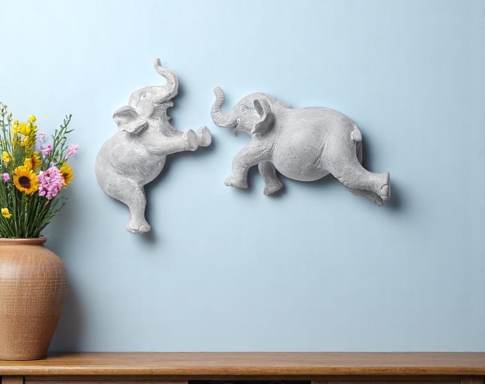 Set of Two Maynard I Gray Elephant Resin Hanging Dimensional Sculpture — view 4