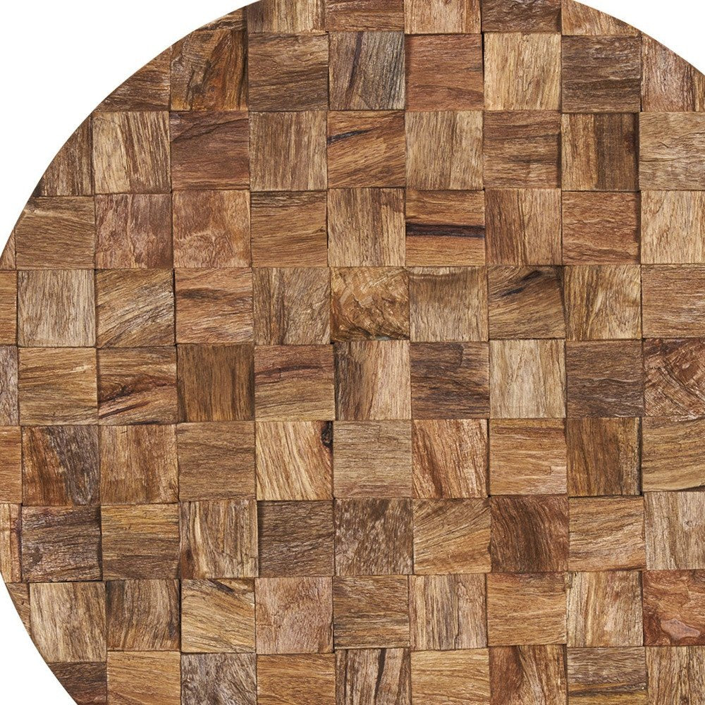 Into the Abyss II 24" X 24" Brown Geometric Wood Circle Hanging Dimensional Sculpture — view 2