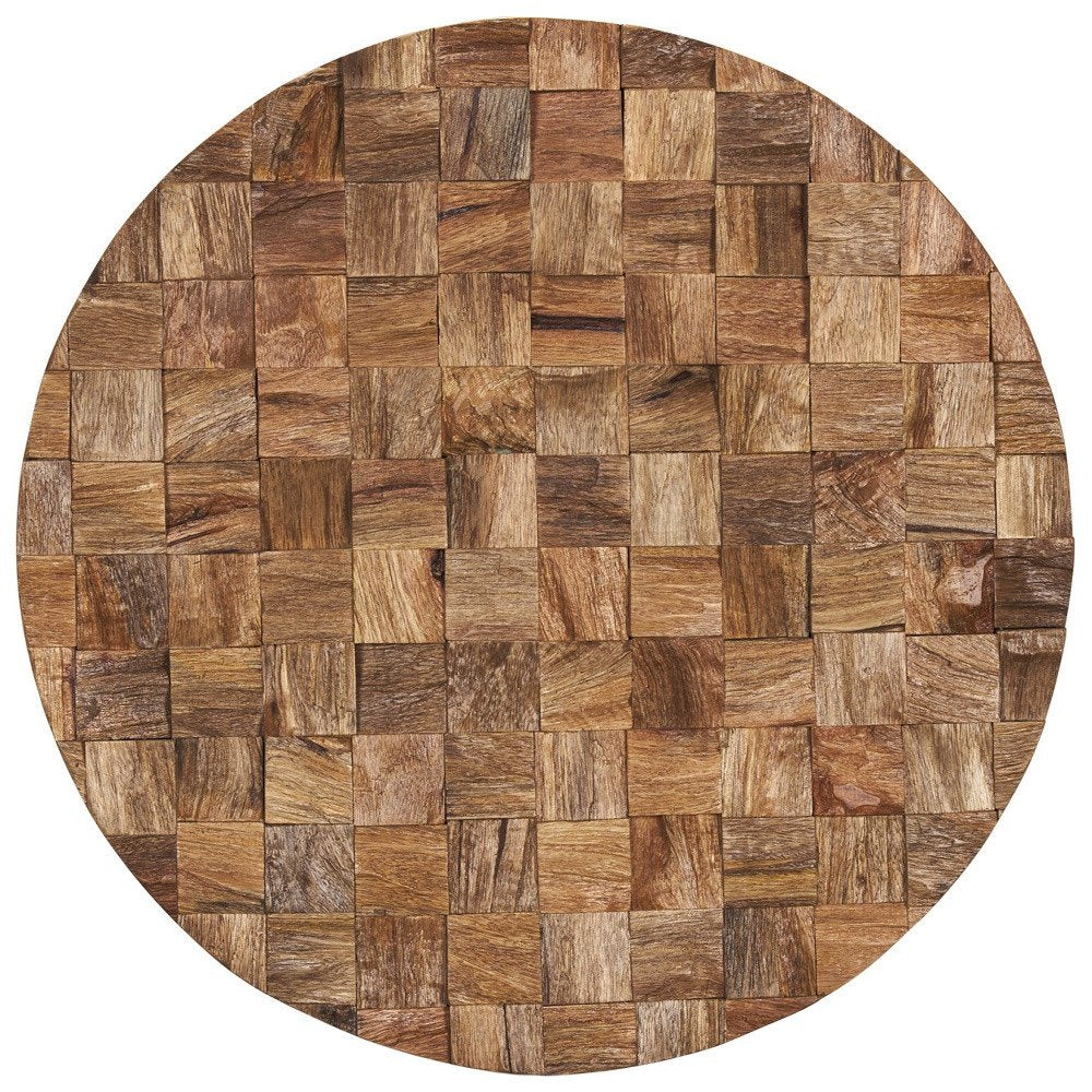 Into the Abyss II 24" X 24" Brown Geometric Wood Circle Hanging Dimensional Sculpture — view 3