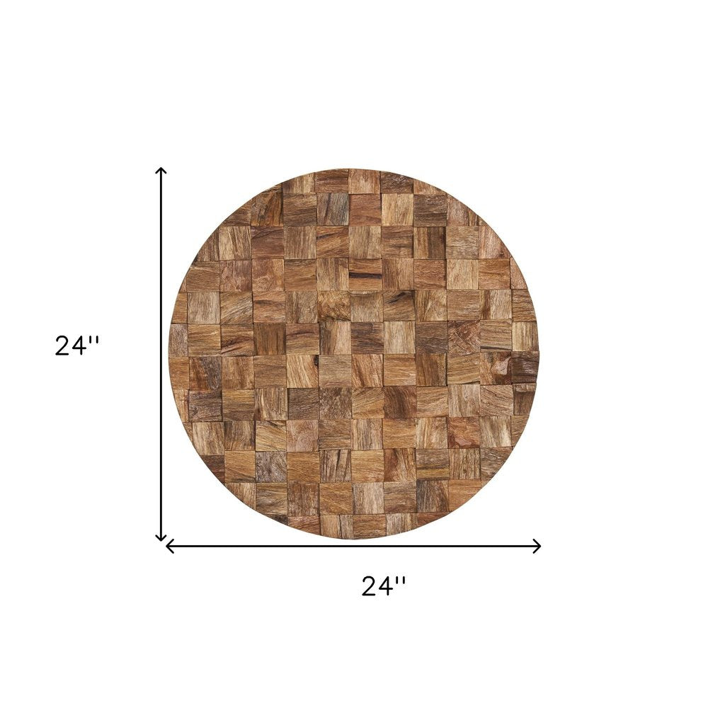 Into the Abyss II 24" X 24" Brown Geometric Wood Circle Hanging Dimensional Sculpture — view 4