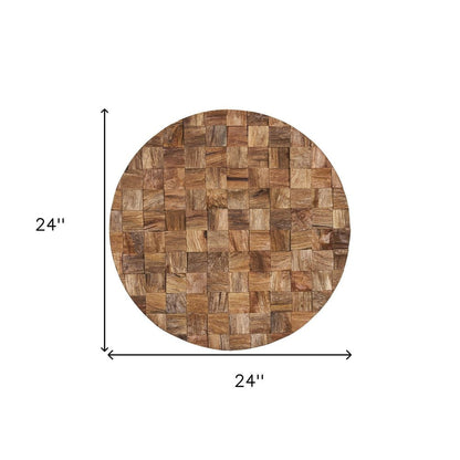Into the Abyss II 24" X 24" Brown Geometric Wood Circle Hanging Dimensional Sculpture