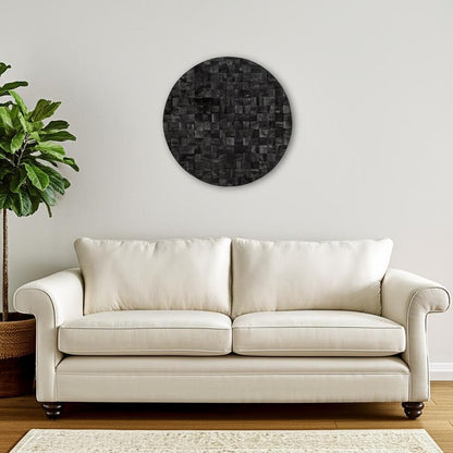 Into the Abyss II 32" X 32" Black Geometric Wood Circle Hanging Dimensional Sculpture