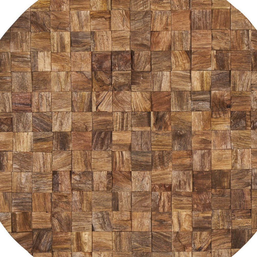 Into the Abyss II 32" X 32" Brown Geometric Wood Circle Hanging Dimensional Sculpture — view 2