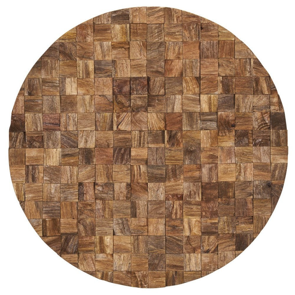 Into the Abyss II 32" X 32" Brown Geometric Wood Circle Hanging Dimensional Sculpture — view 3