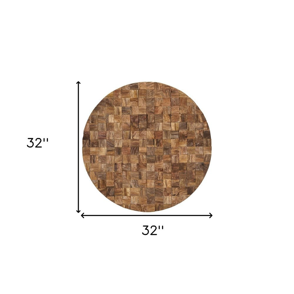 Into the Abyss II 32" X 32" Brown Geometric Wood Circle Hanging Dimensional Sculpture — view 4
