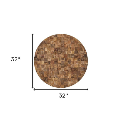 Into the Abyss II 32" X 32" Brown Geometric Wood Circle Hanging Dimensional Sculpture