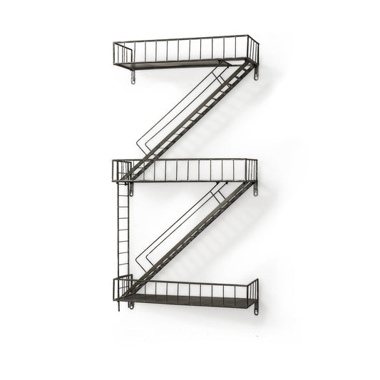 21" Gunmetal Gray Metal Novelty Wall Mounted Accent Shelf HomeRoots