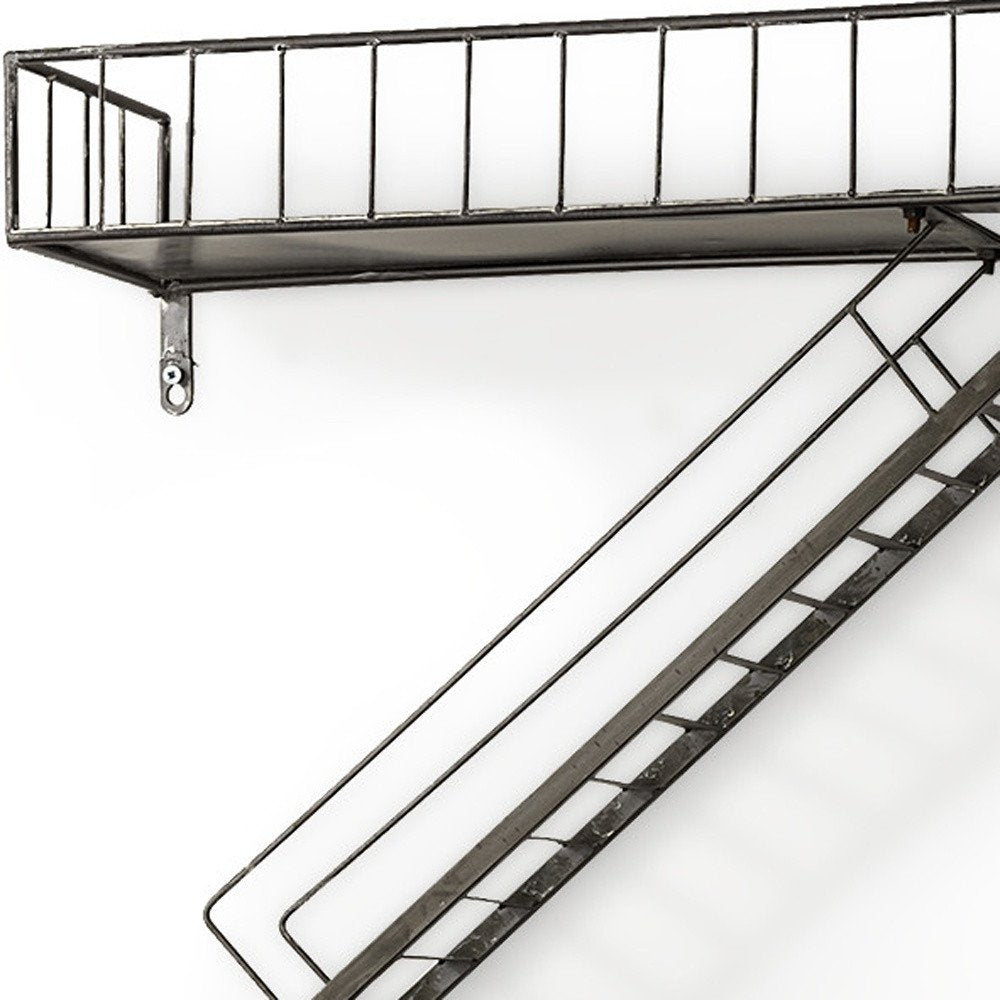 21" Gunmetal Gray Metal Novelty Wall Mounted Accent Shelf HomeRoots