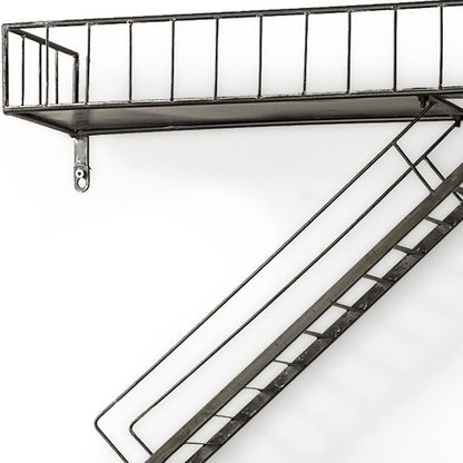 21" Gunmetal Gray Metal Novelty Wall Mounted Accent Shelf HomeRoots