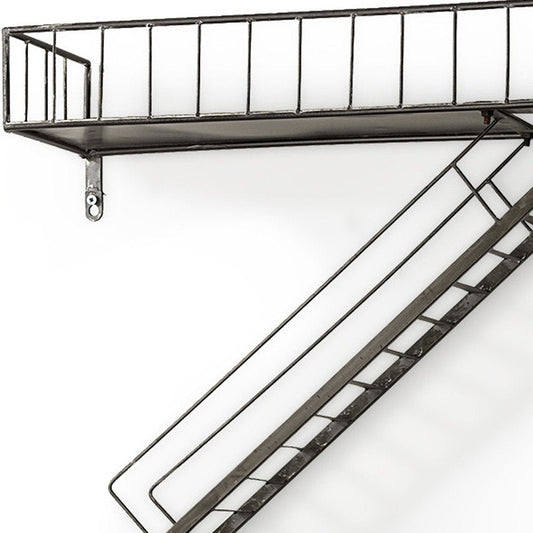 21" Gunmetal Gray Metal Novelty Wall Mounted Accent Shelf HomeRoots