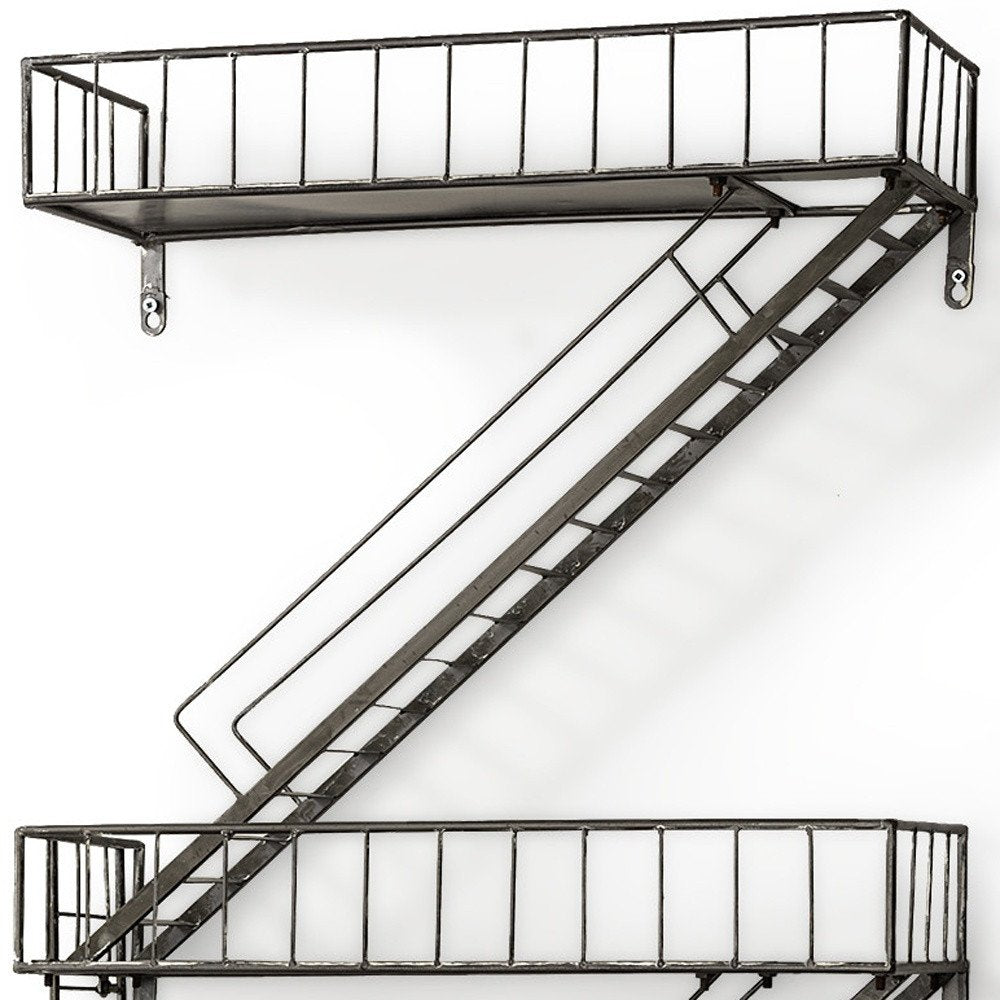 21" Gunmetal Gray Metal Novelty Wall Mounted Accent Shelf HomeRoots