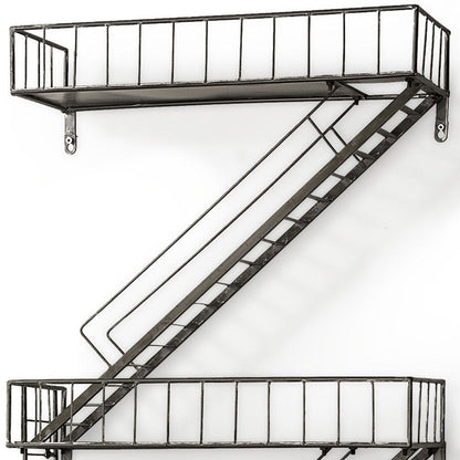 21" Gunmetal Gray Metal Novelty Wall Mounted Accent Shelf HomeRoots