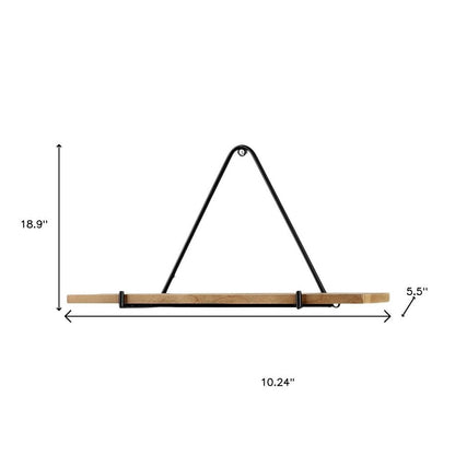 Set Of Three Black And Brown Metal And Solid Wood Triangle Wall Mounted Accent Shelves HomeRoots