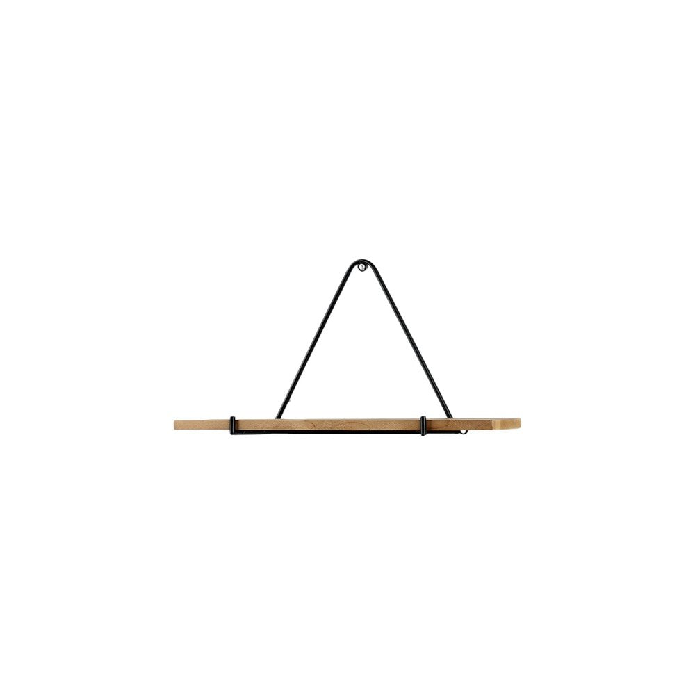 Set Of Three Black And Brown Metal And Solid Wood Triangle Wall Mounted Accent Shelves — view 3