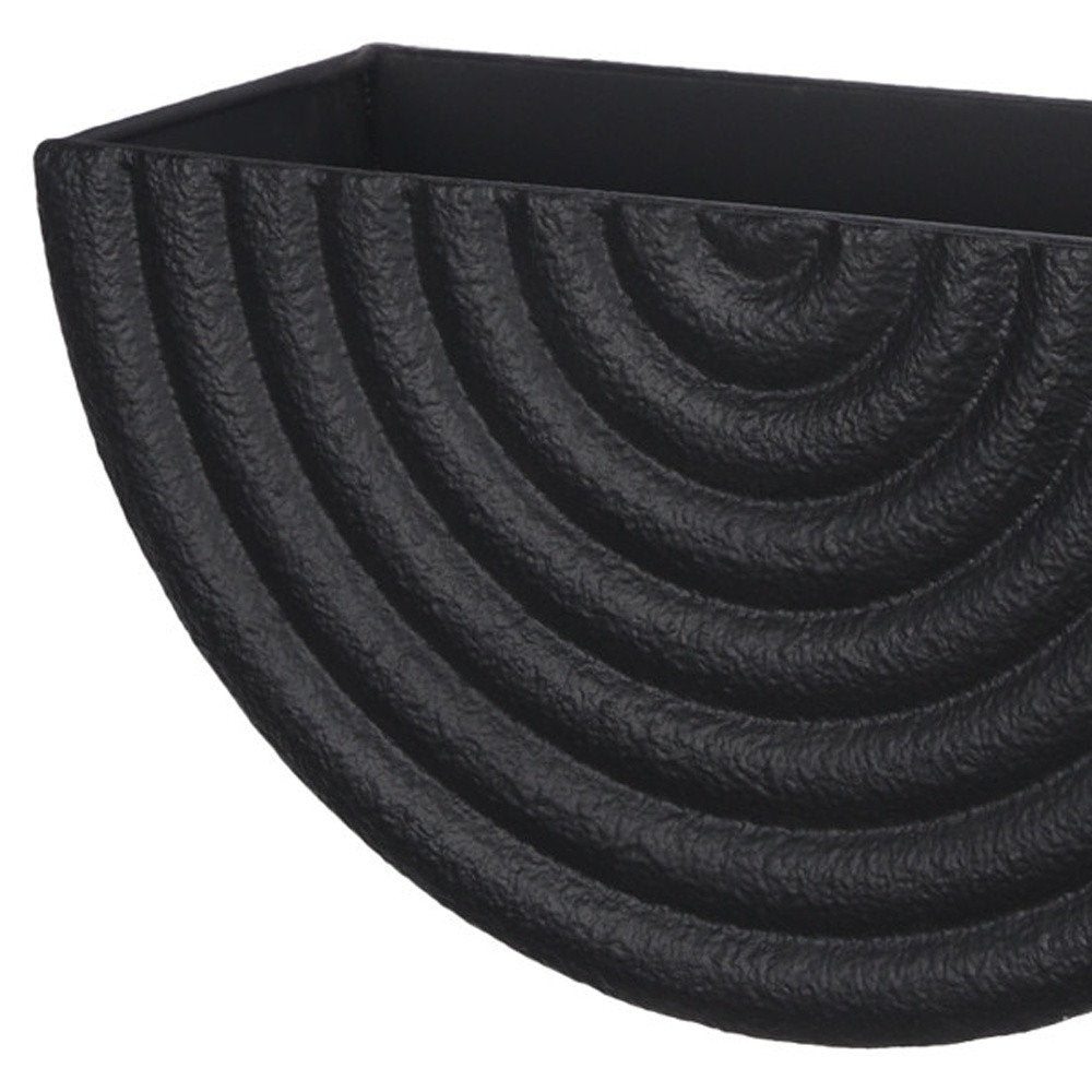 Set of Two Black Metal Geometric Half Moon Wall Planters HomeRoots