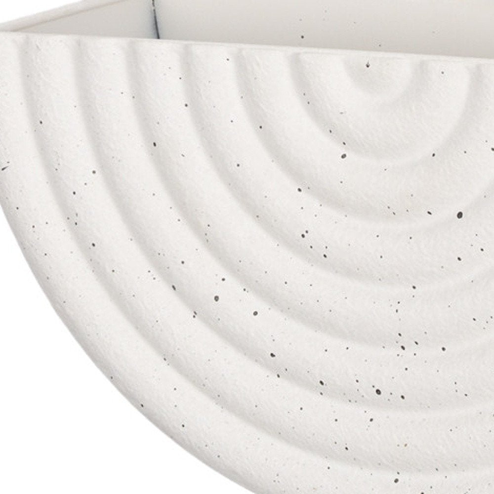 Set of Two White Metal Geometric Half Moon Wall Planters HomeRoots