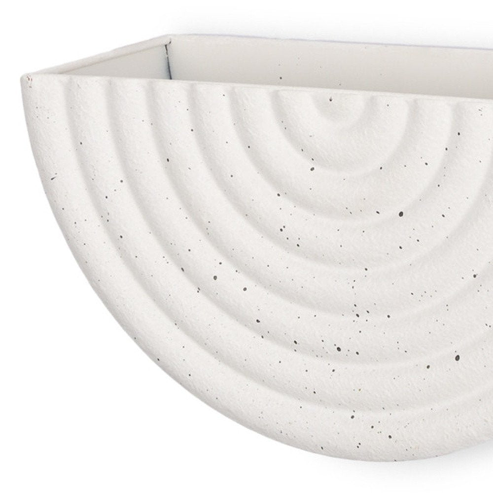 Set of Two White Metal Geometric Half Moon Wall Planters HomeRoots