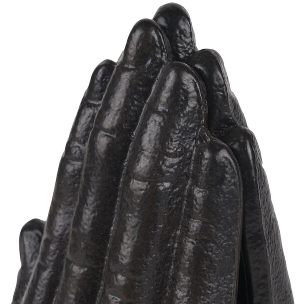 Set of Two Antiqued Bronze Cast Iron Praying Hands Decorative Bookends HomeRoots