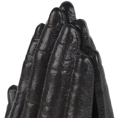 Set of Two Antiqued Bronze Cast Iron Praying Hands Decorative Bookends HomeRoots