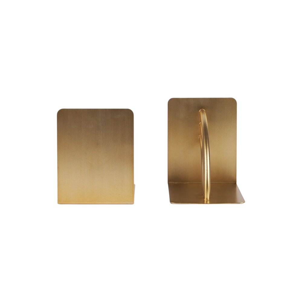 Set of Two Gold Metal Geo Arch Decorative Bookends HomeRoots