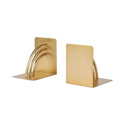 Set of Two Gold Metal Geo Arch Decorative Bookends HomeRoots