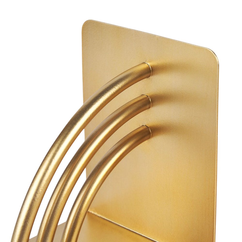 Set of Two Gold Metal Geo Arch Decorative Bookends HomeRoots